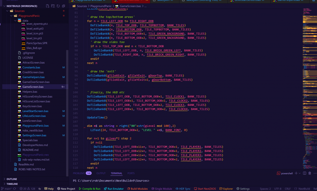 Playground Panic - Editing code in NBS