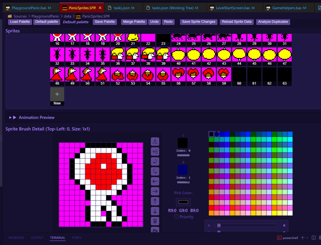 Playground Panic - Editing Sprites